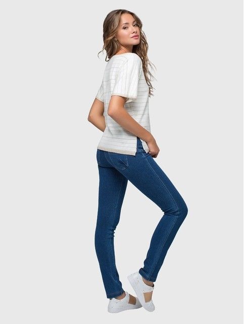 Вязаный джемпер женский с коротким рукавом и разрезами по бокам LDK 016 экрю - купить в интернет-магазине Conte