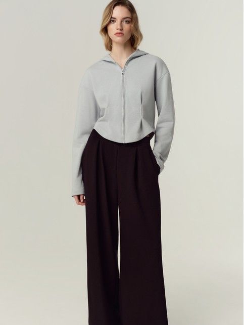 Худи из футера на молнии с капюшоном и фигурным низом LJ 3374 - купить в интернет-магазине Conte