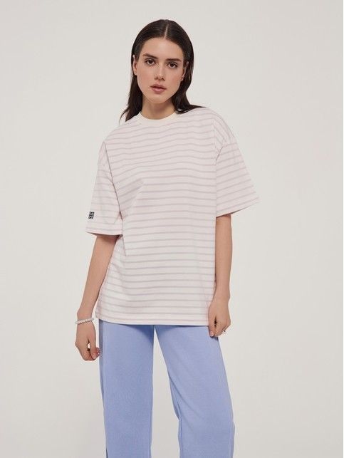 Удлиненная футболка свободного кроя из футера LD 2570 - купить в интернет-магазине Conte