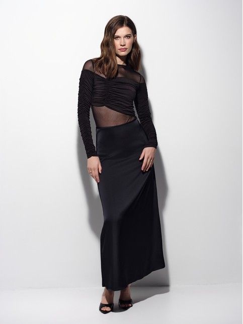 Юбка-макси из плотного сатина с матовым блеском LU 3389