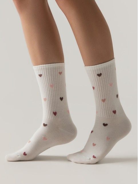 Удлинённые носки ACTIVE из хлопка в нежные сердечки
