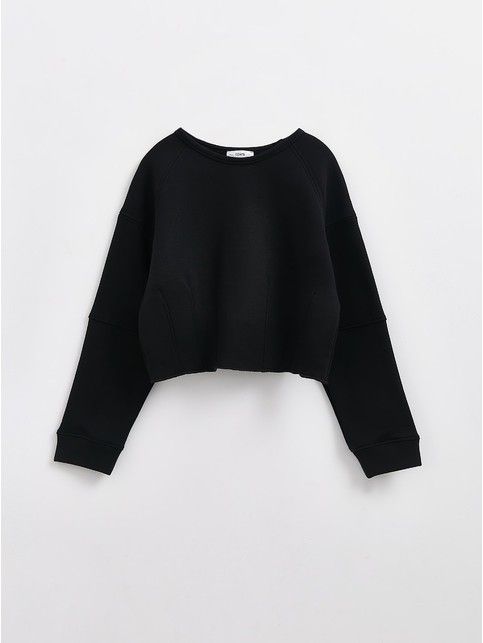 Укороченный свитшот с выточками из футера на флисе LD 2353 - купить в интернет-магазине Conte