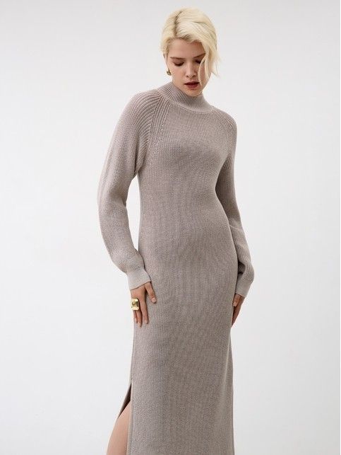 Платье-макси прямого силуэта из пряжи с хлопком LDK 24139 - купить в интернет-магазине Conte