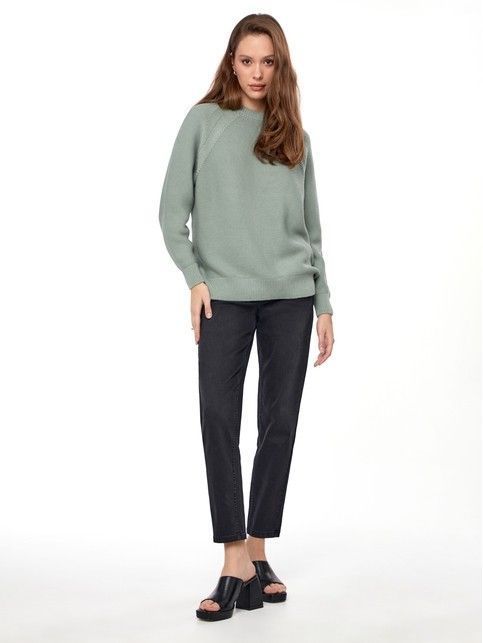 Фактурный джемпер с объемного силуэта из пряжи с хлопком LDK 216