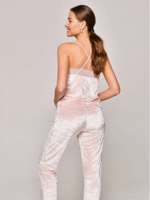Велюровые брюки женские для дома VELVET LOUNGEWEAR LHW 1010 светло-розового цвета