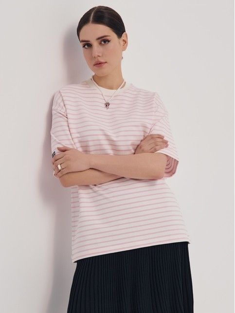 Удлиненная футболка свободного кроя из футера LD 2570 - купить в интернет-магазине Conte