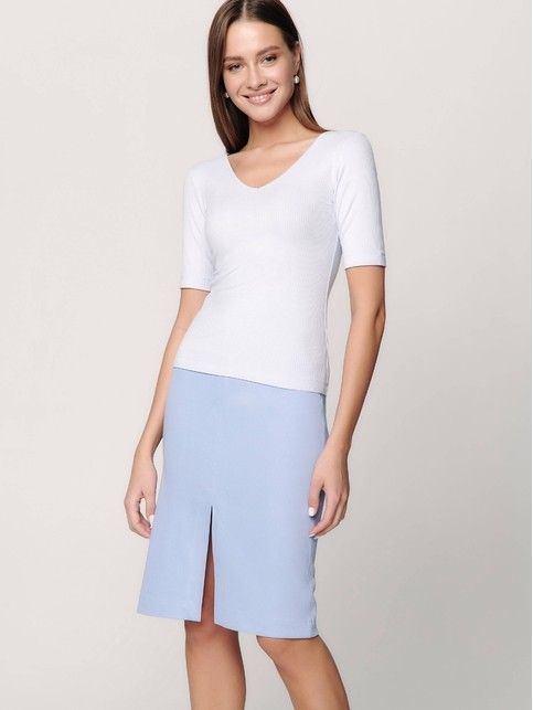 Топ женский в рубчик из премиальной вискозы LD 1165 бледно-голубой - купить в интернет-магазине Conte