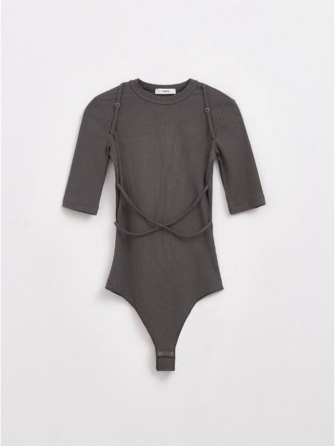 Боди в рубчик с декоративными стрепами LBD 2175