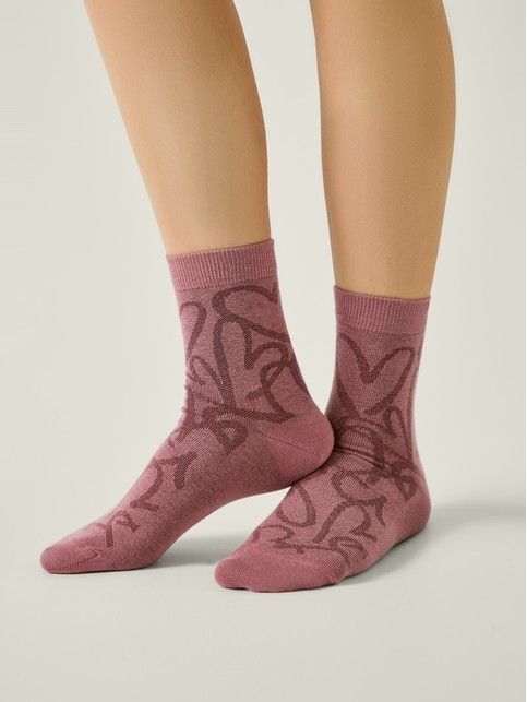 Классические хлопковые носки с рисунком «сердечки»