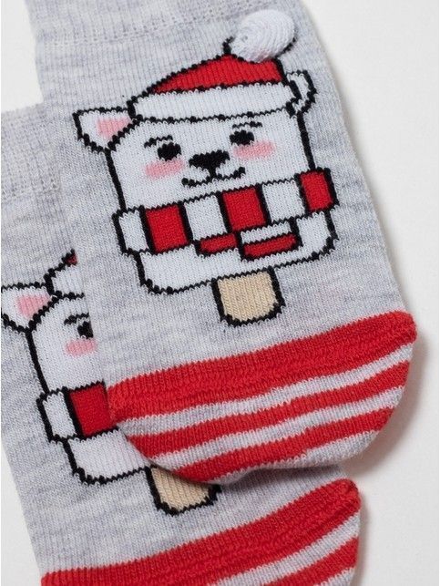 Носки с пушистым помпоном «Сhristmas ice cream»