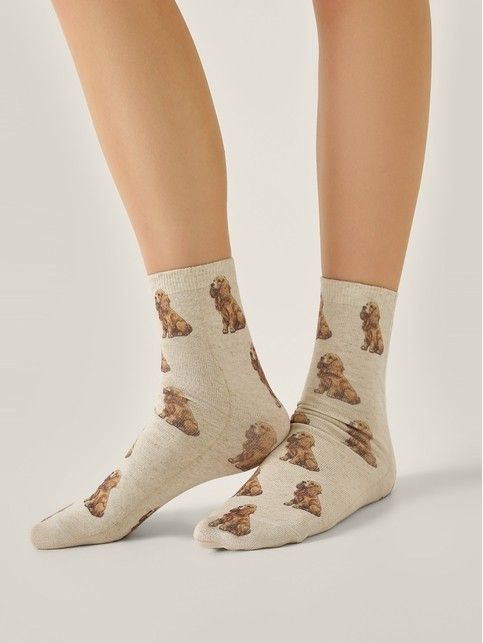 Носки со льном из лимитированной коллекции BEST FRIENDS «Английский кокер-спаниель» - купить в интернет-магазине Conte
