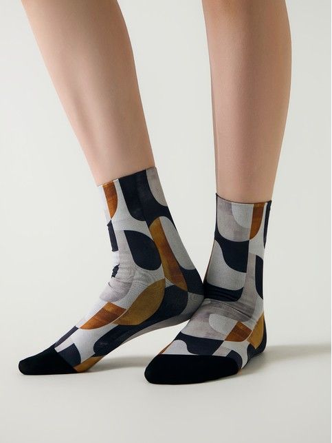 Плотные носки с чёрным мыском и рисунком «Аbstraction» - купить в интернет-магазине Conte