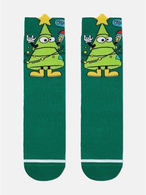 Носки из хлопка с декоративным пикотом «Christmas tree»