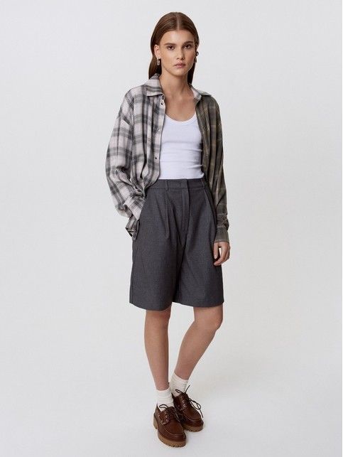 Двухцветная рубашка из вискозы в клетку LRU 3464 - купить в интернет-магазине Conte