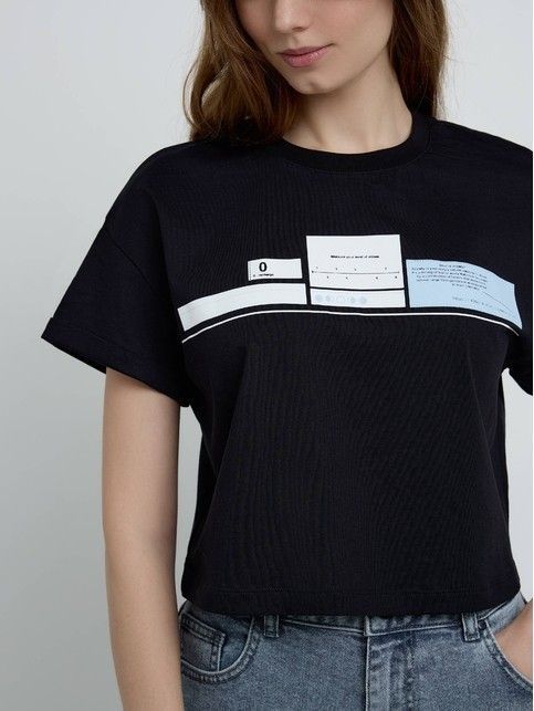 Укороченная футболка из хлопка с рисунком «Your level» LD 2150