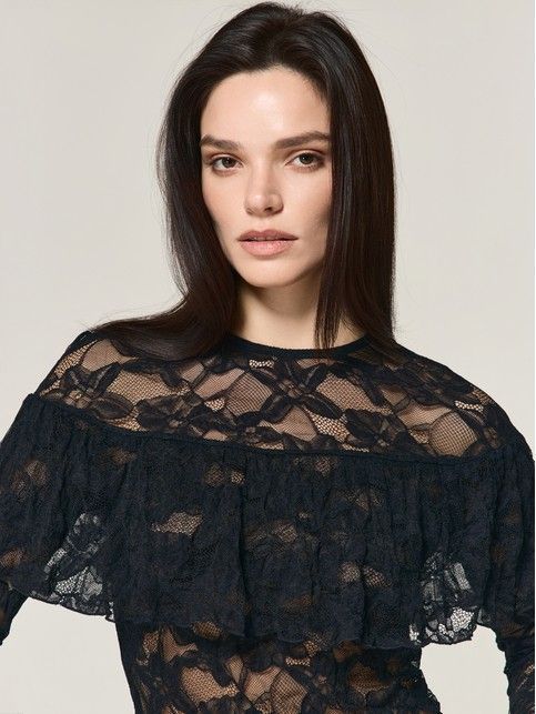 Лонгслив из кружева с воланом LD 3771 - купить в интернет-магазине Conte