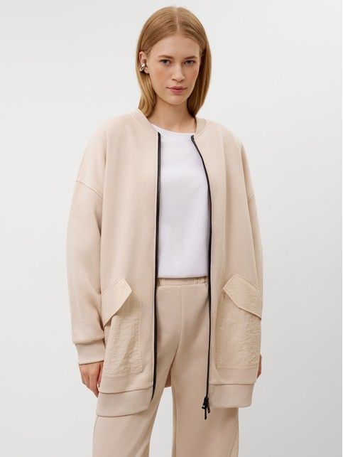 Удлинённый джемпер из футера на молнии LJ 3225