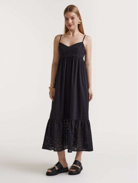 Платье на бретелях с вышивкой ришелье LPL 3152