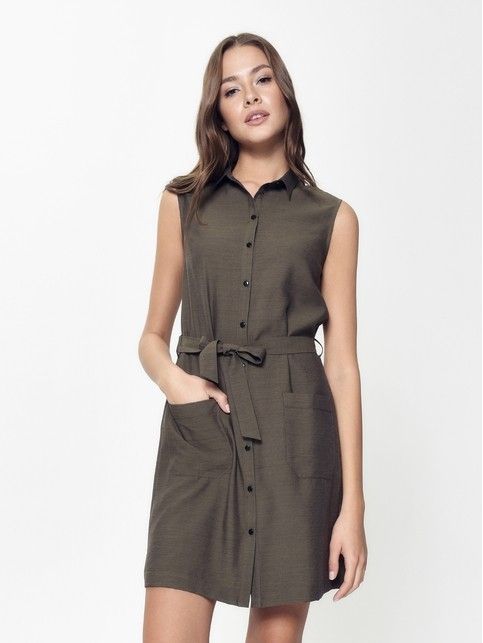 Платье-рубашка без рукавов с легким блеском LPL 915