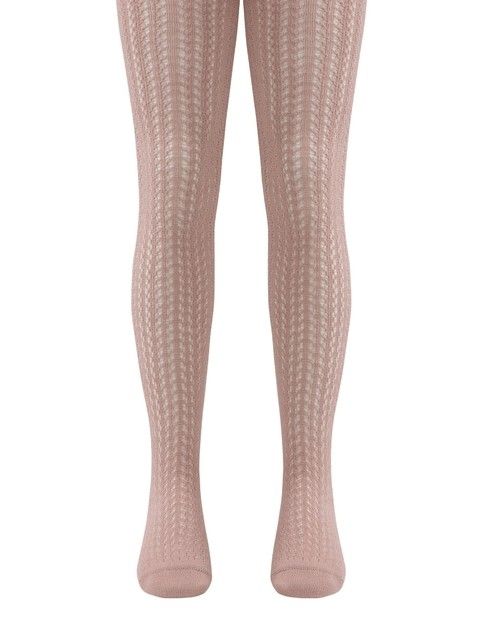 Ажурные пепельно-розовые хлопковые колготки Miss