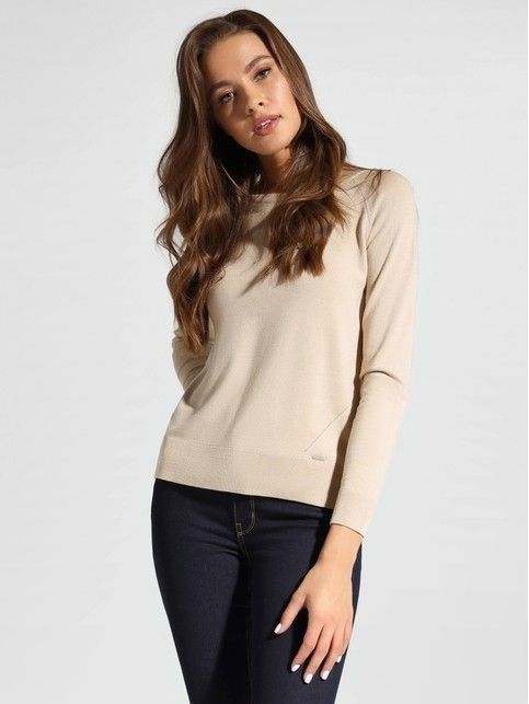 Вязаный джемпер женский из пряжи с вискозой премиального качества LDK 054 чай латте цвета