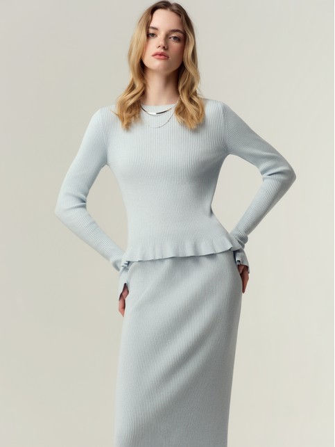 Джемпер с акцентными воланами из вискозной пряжи LDK2573 - купить в интернет-магазине Conte