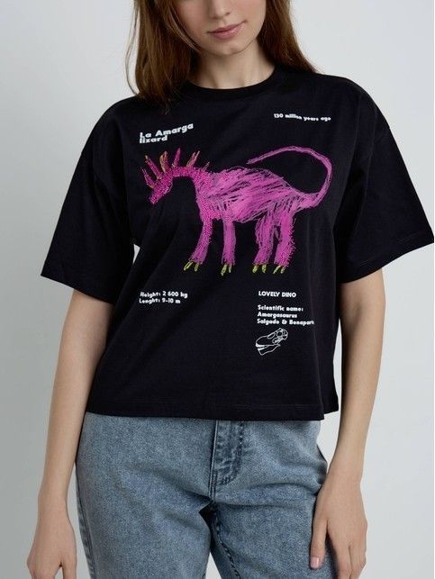 Футболка из хлопка с рисунком «Lovely dino» LD 2144