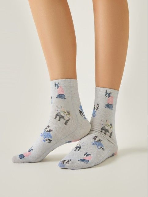 Носки со льном из лимитированной коллекции BEST FRIENDS «Французский бульдог» - купить в интернет-магазине Conte