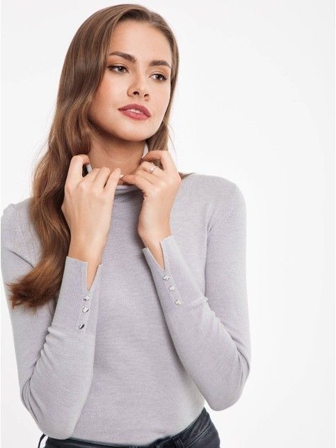 Свитер женский из пряжи с вискозой премиального качества 026 серого цвета