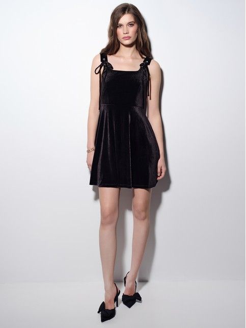 Платье из велюра с корсетным лифом на бретелях LPL 3328 - купить в интернет-магазине Conte