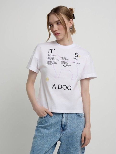 Футболка с манжетами и рисунком «It’s a dog» LD 2113