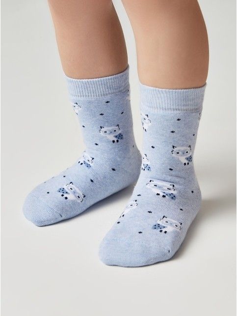 Махровые голубые носки SOF-TIKI с рисунком «котята»