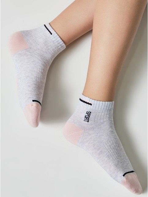 Короткие светло-серые спортивные носки ACTIVE lycra®, модель 957