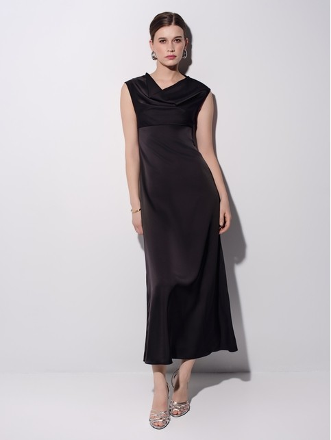 Платье макси прямого кроя из плотного сатина с матовым блеском LPL 3526 - купить в интернет-магазине Conte
