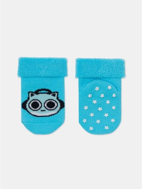 Махровые бирюзовые носки SOF-TIKI с антискользящей стопой