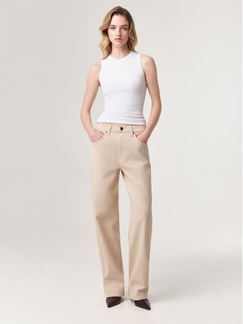 Джинсы loose в нежном бежевом оттенке CON-942 - купить в интернет-магазине Conte