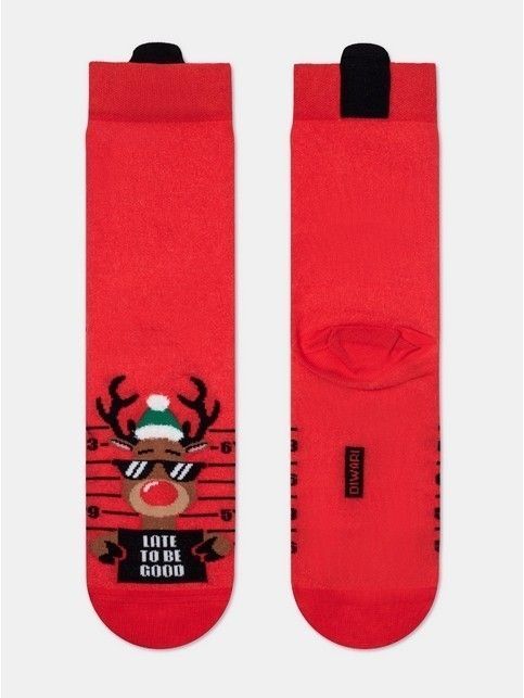 Новогодние носки с пушистым рисунком «Late to be good»