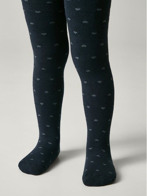 Колготки SOF-TIKI темно синие (махровые внутри) с рисунком "сердечки" - купить в интернет-магазине Conte