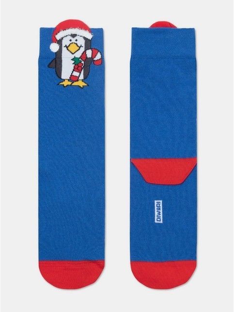 Новогодние мужские носки с пикотом «Пингвин»