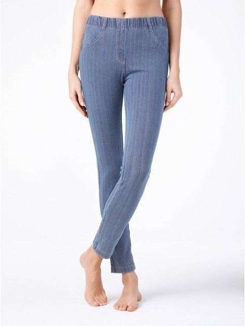 Ультрамодные леггинсы из денима в полоску OLIVIA