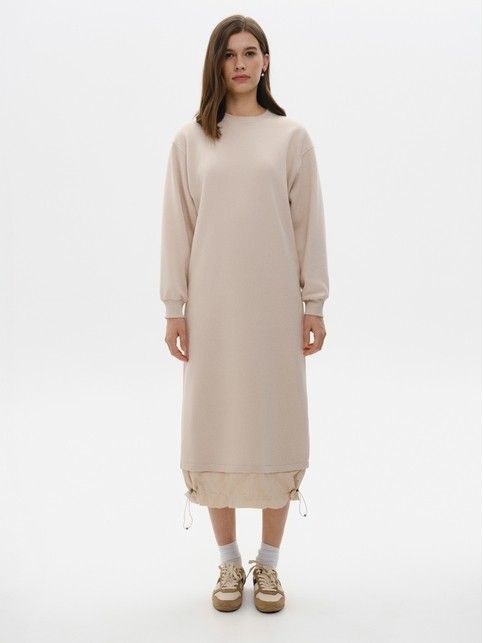 Платье из футера с начёсом и фактурной вставкой по низу LPL 3228 - купить в интернет-магазине Conte