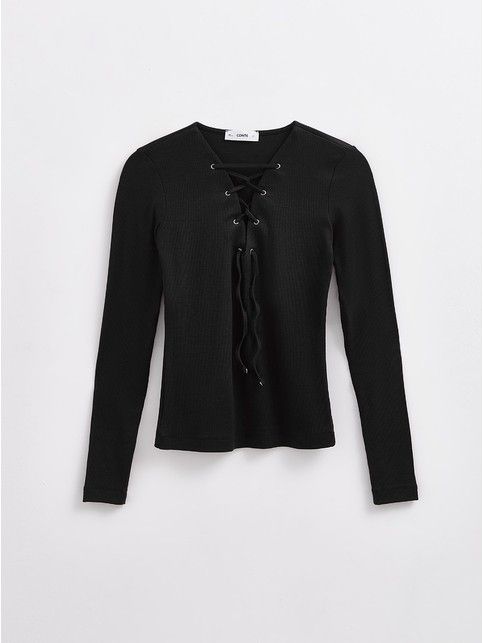 Джемпер в рубчик на шнуровке LD 2364