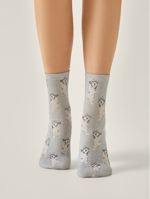 Носки со льном из лимитированной коллекции BEST FRIENDS «Хаски» - купить в интернет-магазине Conte