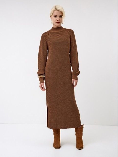 Платье-макси прямого силуэта из пряжи с хлопком LDK 24139