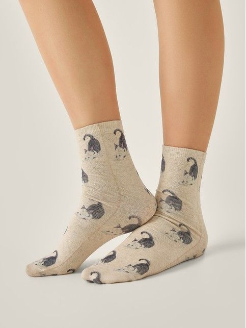 Носки со льном из лимитированной коллекции BEST FRIENDS «Котик» - купить в интернет-магазине Conte
