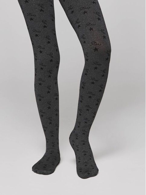 Плотные меланжевые колготки с рисунком «звезды» JESSICA