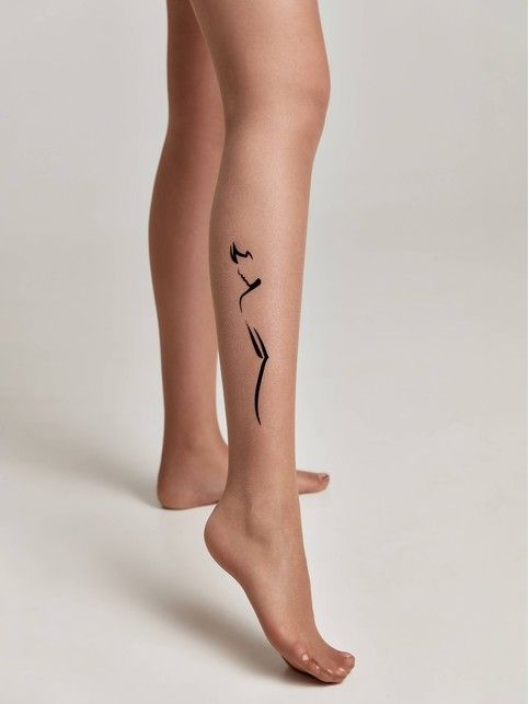 Колготки женские с тату-рисунком FEMME бронзового цвета