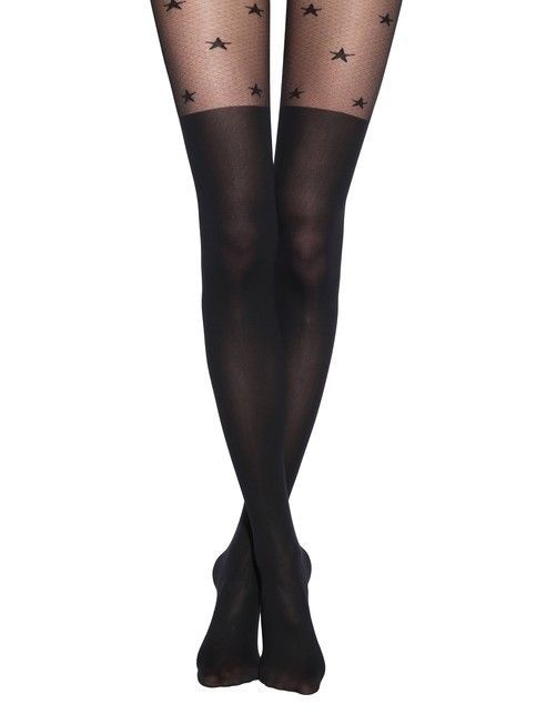 Колготки женские c имитацией гольфинов и рисунком