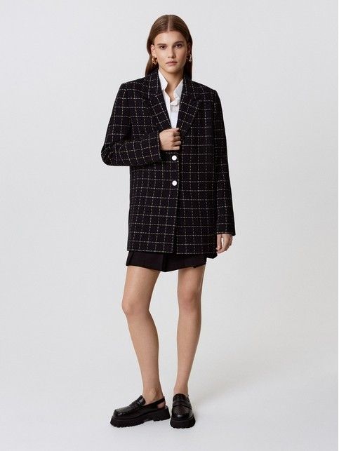Жакет в клетку из твида LJ 3265 - купить в интернет-магазине Conte