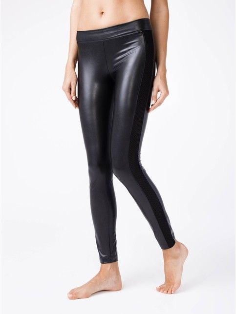 Ультрамодные леггинсы из искусственной кожи с лампасами GLOSS CHIC
